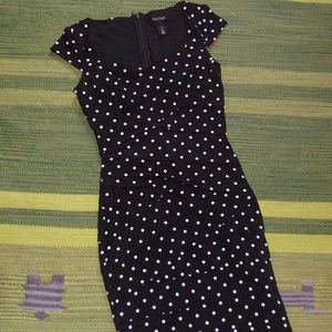 WHBM black white polka dot bandage dress size  0